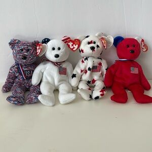 Bundle of new with tag 4 USA TY  Beanie bears.